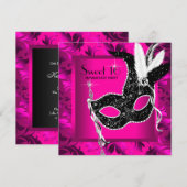 Heet Roze Maskerade Feest Kaart (Voorkant / Achterkant)
