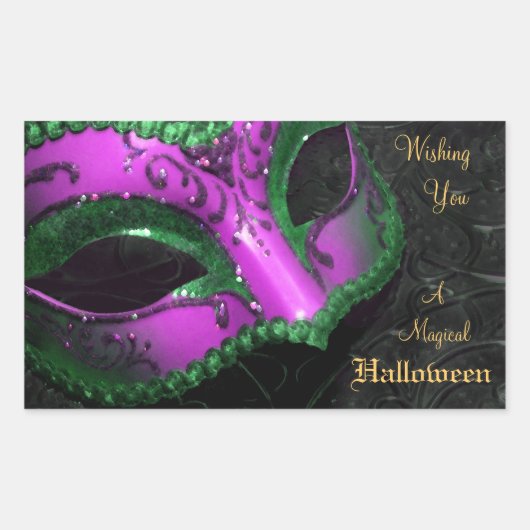 Heet Roze Masquerade Masker Halloween Party Sticke Rechthoekige Sticker (Voorkant)
