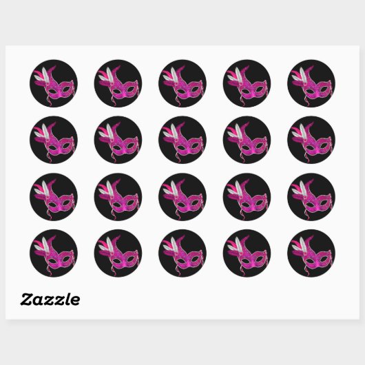 Heet Roze Masquerade Party Stickers (Vel)