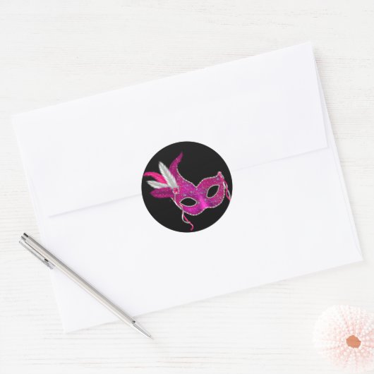 Heet Roze Masquerade Party Stickers (Envelop)