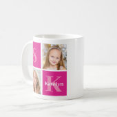 Heet Roze Meisje Fotocollage Aangepaste Verjaardag Koffiemok (Voorkant links)