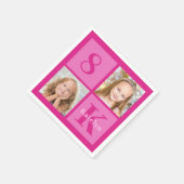 Heet Roze Meisje Fotocollage Custom Verjaardagsfee Servet (Hoek)