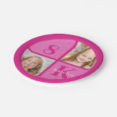Heet Roze Meisjes Foto Custom Kids Verjaardagsfees Papieren Bordje (Gekanteld)
