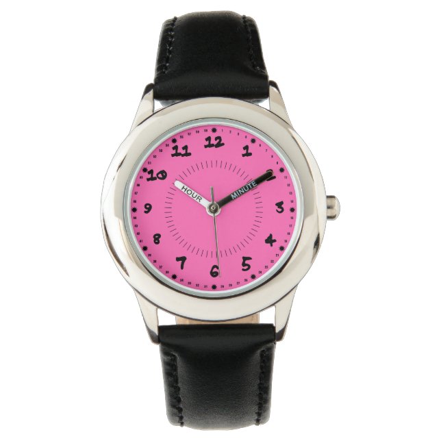 Heet Roze Meisjes Horloge (Voorkant)
