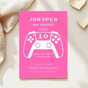 Heet roze meisjesachtige gamer meisje verjaardagsf kaart