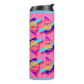 Heet Roze Memphis Neon Driehoek Patronen Thermosbeker (Gedraaid links)