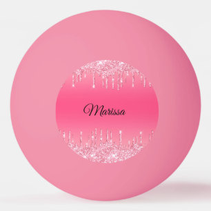 Heet roze met glinsterende zilveren glittersliertj pingpongbal