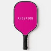 Heet roze met wit vierkant patroon met naam pickleball paddle (Achterkant)