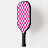 Heet roze met wit vierkant patroon met naam pickleball paddle (Links)