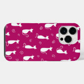 HEET ROZE MET WIT ZITTENDE KAT PATROON iPhone HOESJE (Achterkant horizontaal)
