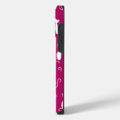 HEET ROZE MET WIT ZITTENDE KAT PATROON iPhone HOESJE (Linkerkant)