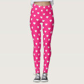 Heet roze met witte harten Valentijns Leggings (Voorkant)