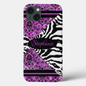 Heet roze met zebra patroon Case-Mate iPhone case (Achterkant)