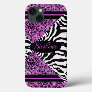 Heet roze met zebra patroon Case-Mate iPhone case