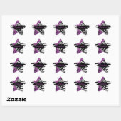 Heet roze met zebra patroon ster sticker (Vel)