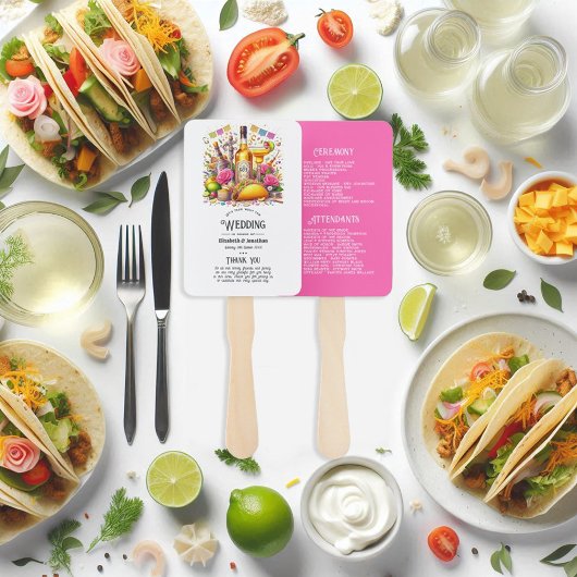 Heet-roze Mexicaans Fiesta Tequila Huwelijksprogra Handwaaier