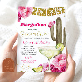 Heet roze Mexicaanse Cactus Bloemige Fiesta Margar Kaart