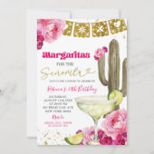 Heet Roze Mexicaanse Cactus Floral Fiesta Margarit Kaart (Voorkant)