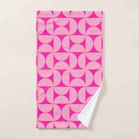 Heet Roze Mid Century Modern Patroon Bad Handdoek (Handdoek)