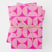 Heet Roze Mid Century Modern Patroon Inpakpapier Vel (In situ)