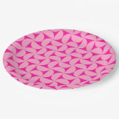 Heet Roze Mid Century Modern Patroon Papieren Bordje (Gekanteld)