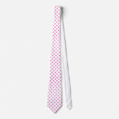 Heet Roze Mini Stippenpatroon op Wit Stropdas (Voorkant)