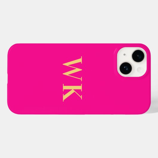 Heet Roze Minimaal Monogram Initiaal Case-Mate iPhone Case (Achterkant (horizontaal))