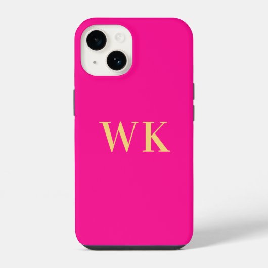 Heet Roze Minimaal Monogram Initiaal iPhone Hoesje (Achterkant)