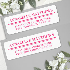 Heet Roze Minimalistisch Retouradres Etiket