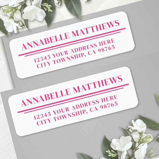 Heet Roze Minimalistisch Retouradres Etiket