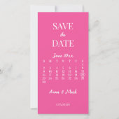 Heet Roze Minimalistische Moderne Kalender Bruilof Save The Date (Voorkant)