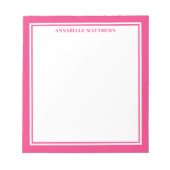 Heet Roze Minimalistische Monogram Notitieblok (Voorkant)