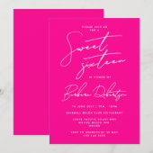 Heet roze minimalistische script chic Sweet Sixtee Kaart (Voorkant / Achterkant)