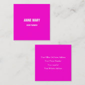 Heet Roze Modern Bold Helder Kleurrijk Eenvoudig K Vierkante Visitekaartje (Voorkant / Achterkant)