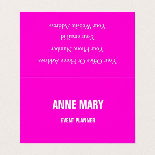 Heet Roze Modern Bold Helder Kleurrijk Eenvoudig T Visitekaartje (Buitenkant ongevouwen)