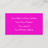 Heet Roze Modern Bold Helder Kleurrijk Eenvoudig T Visitekaartje (Achterkant)