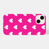 Heet Roze Modern Hartpatroon iPhone Hoesje (Achterkant horizontaal)