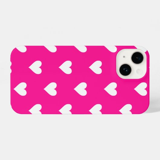 Heet Roze Modern Hartpatroon iPhone Hoesje (Achterkant horizontaal)