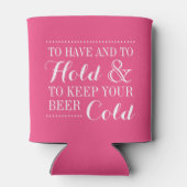 Heet Roze Modern Huwelijk Monogram Blikjeskoeler (Achterkant)