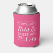 Heet Roze Modern Huwelijk Monogram Blikjeskoeler (Blikje Achterkant)