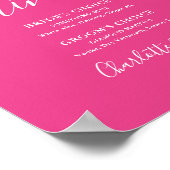 Heet roze modern huwelijkslogo drankjes bord poster (Hoek)
