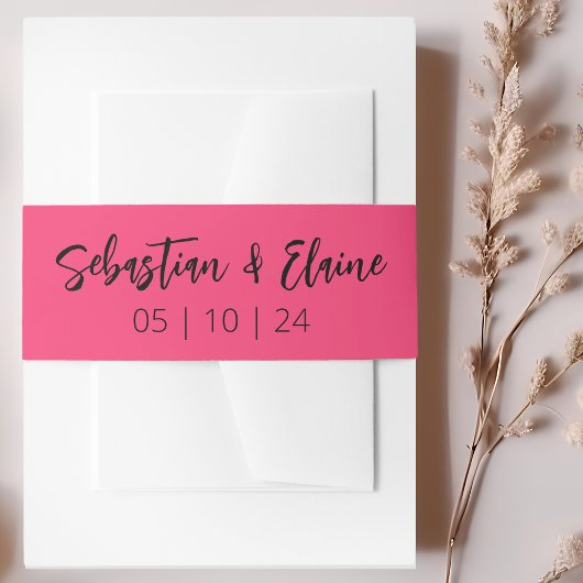 Heet Roze Modern Leuk Bruiloft Uitnodigingen Wikkel