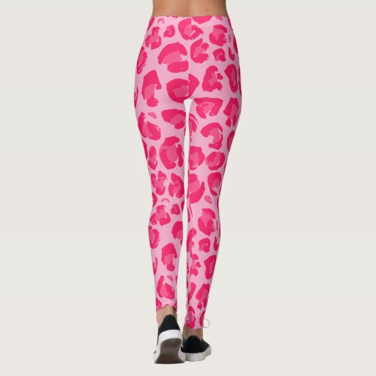 Heet Roze Modern Luipaard Patroon Leggings (Achterkant)