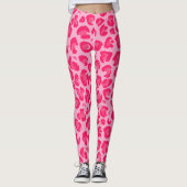 Heet Roze Modern Luipaard Patroon Leggings (Voorkant)