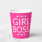 Heet Roze Modern Meisje Boss Papieren Bekers (Voorkant)
