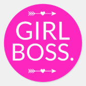 Heet Roze Modern Meisje Boss Ronde Sticker (Voorkant)