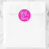Heet Roze Modern Meisje Boss Ronde Sticker (Tas)