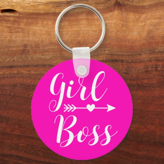 Heet Roze Modern Meisje Boss Sleutelhanger (Voorkant)