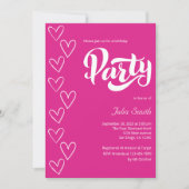 Heet Roze Modern Meisje Verjaardagsfeestje Kaart (Voorkant)