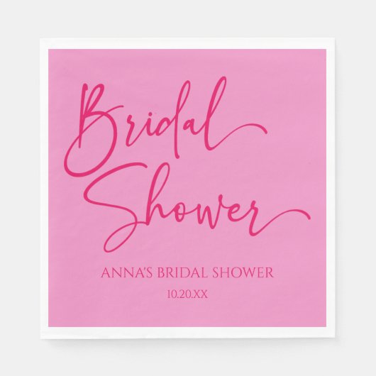 Heet Roze Modern Minimalistisch Bruidsdiner Servet (Voorkant)